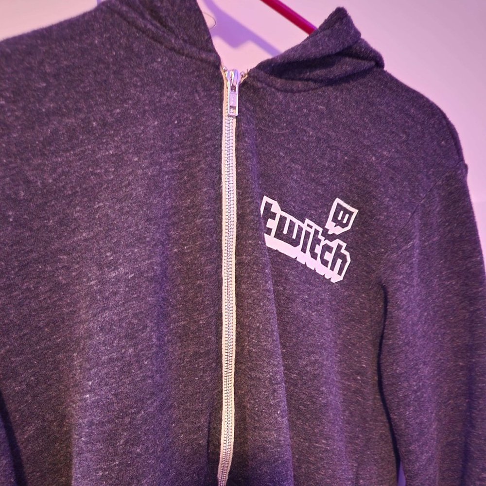 Medium Zip-Up Dark Grey Twitch Hoodie